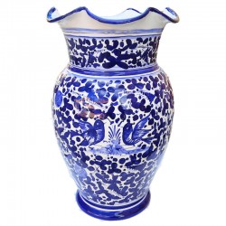 Portaombrelli ceramica maiolica Deruta dipinto a mano decoro Arabesco blu ondulato