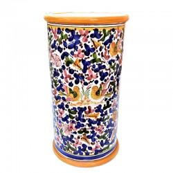 Portaombrelli ceramica maiolica Deruta dipinto a mano decoro Arabesco colorato cilindrico