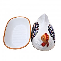 Pirofila cuocipollo ceramica maiolica Deruta da forno dipinto a mano decoro arabesco colorato