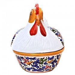 Pirofila cuocipollo ceramica maiolica Deruta da forno dipinto a mano decoro arabesco colorato