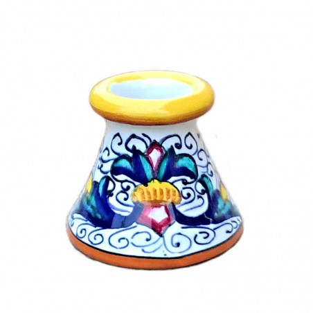Portastecchini ceramica maiolica Deruta dipinto a mano decoro Ricco Deruta giallo
