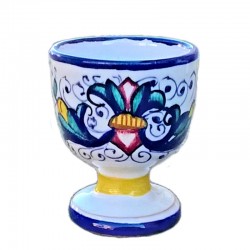 Egg Cup Deruta majolica ceramic hand painted Rich Deruta blue decoration
