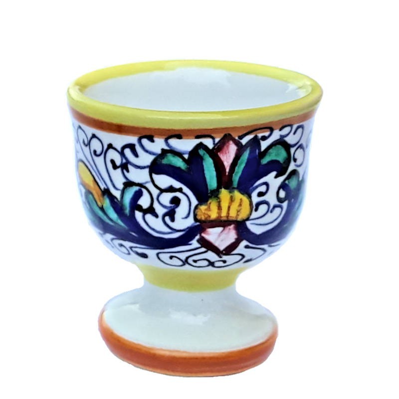 Egg Cup Deruta majolica ceramic hand painted Rich Deruta yellow decoration