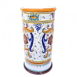 Umbrella stand Deruta majolica hand painted Raphaelesque decoration Cylindrical