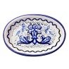 Portasapone ceramica maiolica Deruta dipinto a mano decoro ricco Deruta blu monocolore ovale