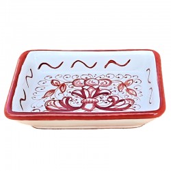 Rectangular soap dish majolica ceramic Deruta rich Deruta red single color