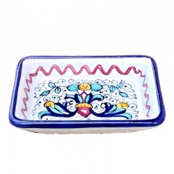 Rectangular soap dish majolica ceramic Deruta rich Deruta blue
