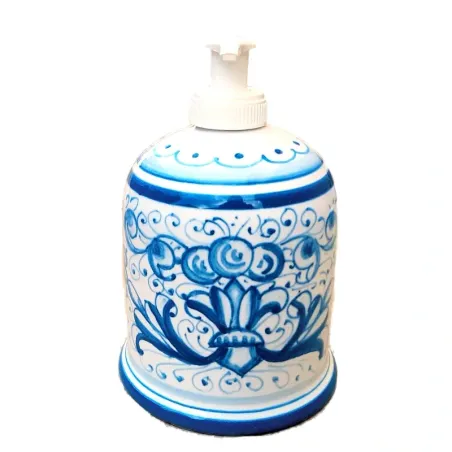Portasapone liquido ceramica maiolica Deruta ricco Deruta turchese monocolore