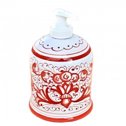 Liquid soap holder majolica ceramic Deruta rich Deruta red single color