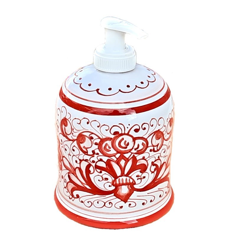 Liquid Soap dish Deruta majolica ceramic hand painted Rich Deruta red single color decoration