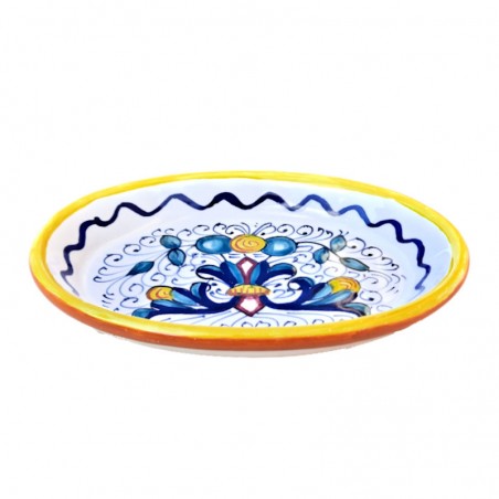 Soap dish Deruta majolica ceramic hand painted rich Deruta yellow decoration oval