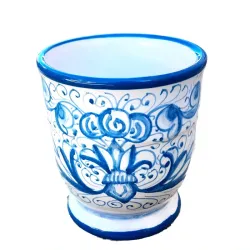 Deruta majolica glass toothbrush holder hand painted with Rich Deruta Turquoise decoration