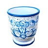Portaspazzolini bicchiere ceramica maiolica Deruta dipinto a mano decoro ricco Deruta turchese