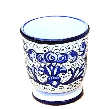 Deruta majolica glass toothbrush holder hand painted with Rich Deruta Blue single color decoration