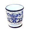 Portaspazzolini bicchiere ceramica maiolica Deruta dipinto a mano decoro Ricco Deruta blu monocolore