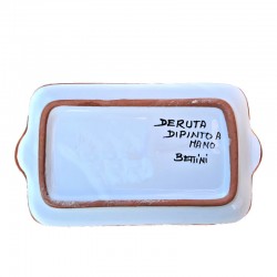 Rectangular tray 18x10 majolica ceramic Deruta rich Deruta yellow
