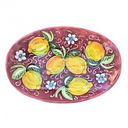 Oval Bread Tray Deruta Majolica hand painted with Positano dark red decoration