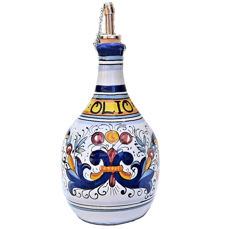 Oliera ceramica maiolica Deruta dipinta a mano decoro Ricco Deruta Blu
