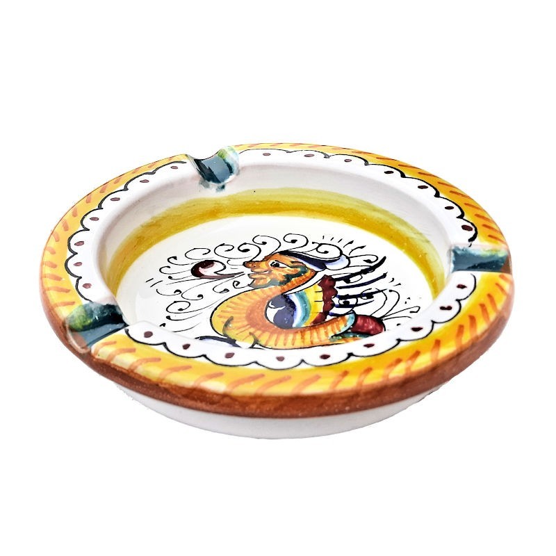 Ashtray Deruta majolica ceramic hand painted Raphaelesque decoration round