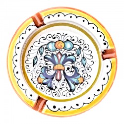 Ashtray Deruta majolica ceramic hand painted Rich Deruta Yellow decoration round