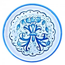 Coaster majolica ceramic Deruta rich Deruta turquoise single color