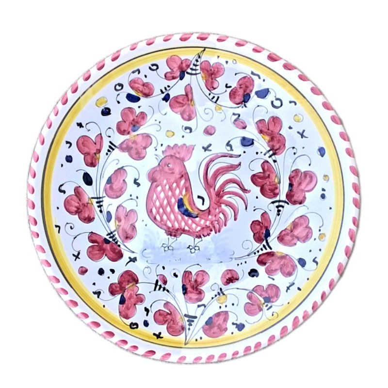 Wall plate majolica ceramic Deruta red rooster Orvietano
