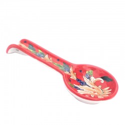 Spoon rest majolica ceramic Deruta artistic red