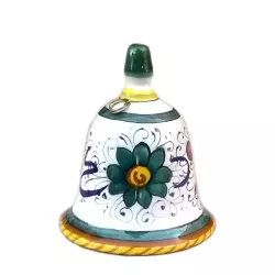 Campanella ceramica maiolica Deruta dipinta a mano decoro Raffaellesco