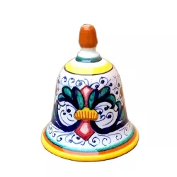 Campanella ceramica maiolica Deruta dipinta a mano decoro Ricco Deruta giallo