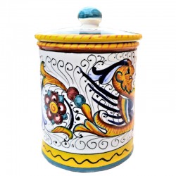 Barattolo cucina ceramica maiolica Deruta dipinto a mano decoro Raffaellesco