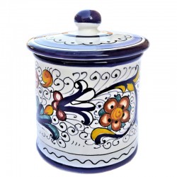 Barattolo cucina ceramica maiolica Deruta dipinto a mano decoro Ricco Deruta Blu