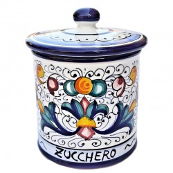 Barattolo cucina ceramica maiolica Deruta dipinto a mano decoro Ricco Deruta Blu