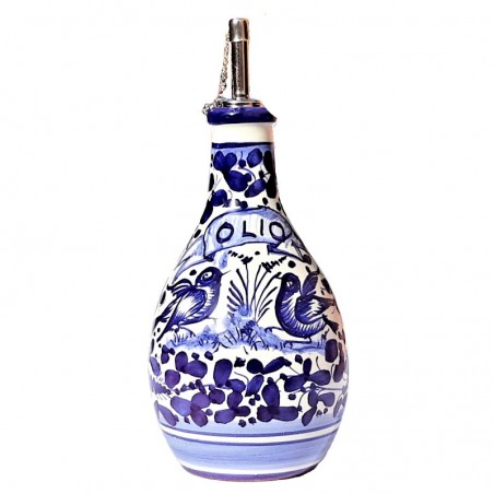 Oliera ceramica maiolica Deruta dipinta a mano decoro Arabesco Blu