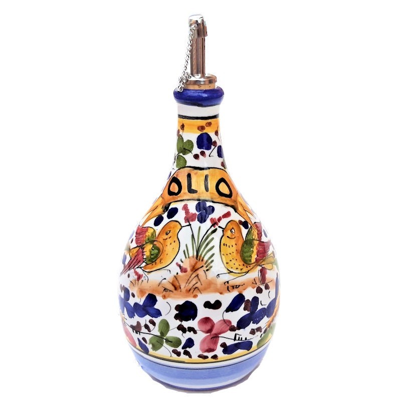 Oliera ceramica maiolica Deruta dipinta a mano decoro Arabesco Colorato