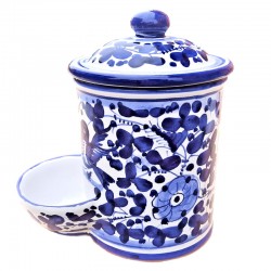 Salt jar in majolica Deruta hand painted Blue Arabesque decoration