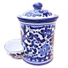 Salt holder majolica ceramic Deruta blue arabesque