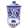 Salt holder majolica ceramic Deruta blue arabesque