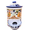 Salt holder majolica ceramic Deruta colored arabesque