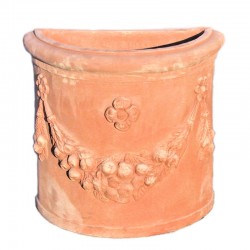 Assisi wall vase terracotta with festoon handmade