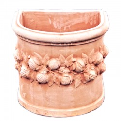 Wall vase in terracotta with pomegranate hand made