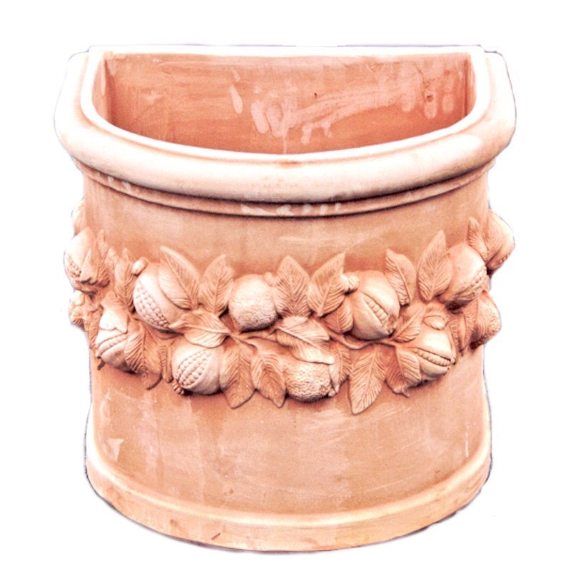 Wall vase terracotta with pomegranate handmade