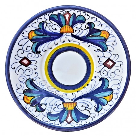 Saucer for coffee cup Deruta majolica ceramic hand painted with Rich Deruta blue decoration