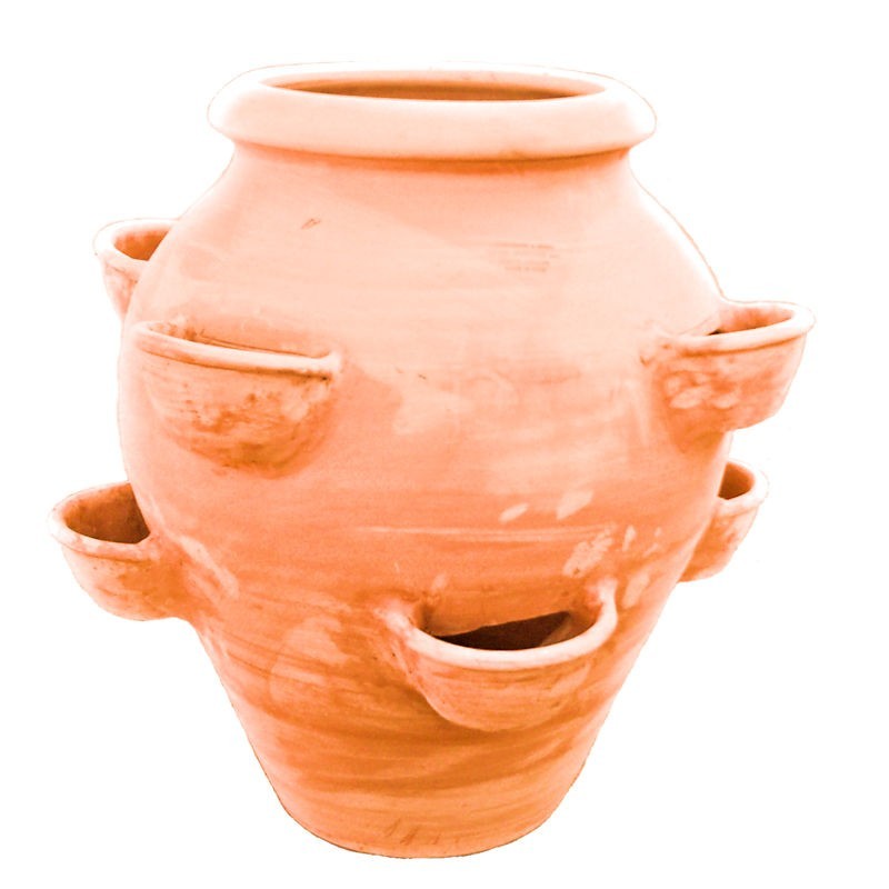 Terracotta jar with pockets hand made