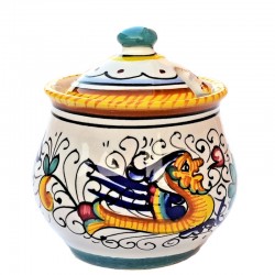Sugar bowl Deruta majolica ceramic hand painted with Raphaelesque decoration