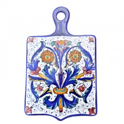 Tagliere ceramica maiolica Deruta dipinto a mano rettangolare decoro Ricco Deruta blu