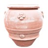 Big terracotta jar with rosette handmade wide mouth