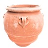 Big terracotta jar with rosette handmade wide mouth
