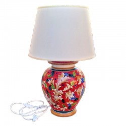 Deruta majolica ceramic lamp hand painted with artistic red decoration
