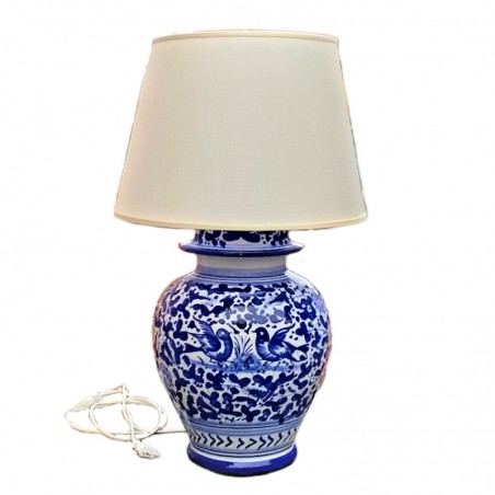 Lampada ceramica maiolica Deruta dipinta a mano decoro Arabesco Blu