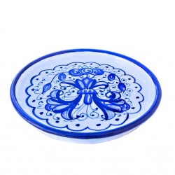 Sottobicchiere sottobottiglia ceramica maiolica Deruta dipinto a mano decoro Ricco Deruta Blu Monocolore
